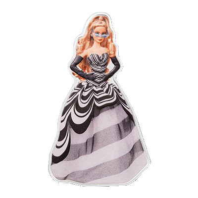 A picture of a 1 oz Silver Barbie 65th Anniversary Silver Coin (2024)